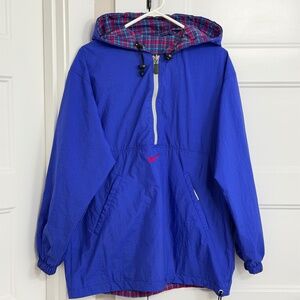 Nike Anorak Reversible Half Zip Pullover Hooded Windbreaker Size M Purple